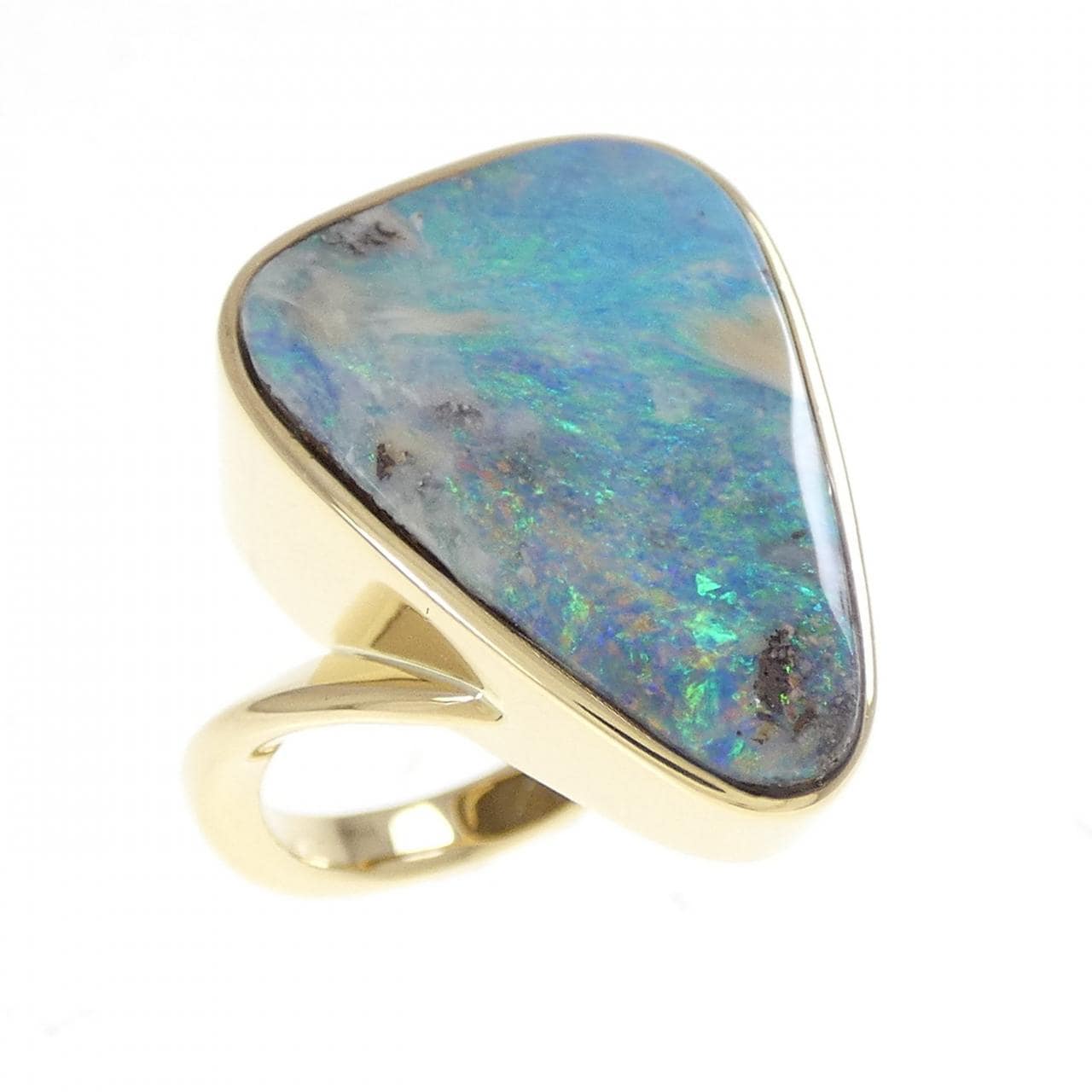 K18YG ボルダーオパール リング