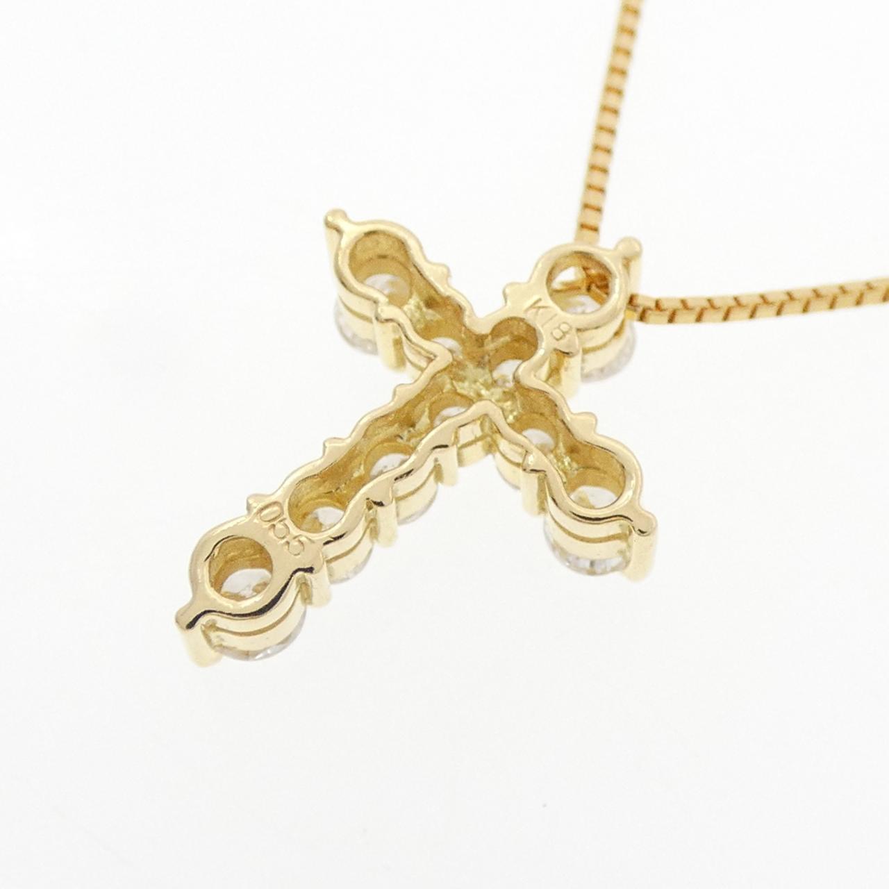 K18YG クロス ダイヤモンド ネックレス 0.55CT