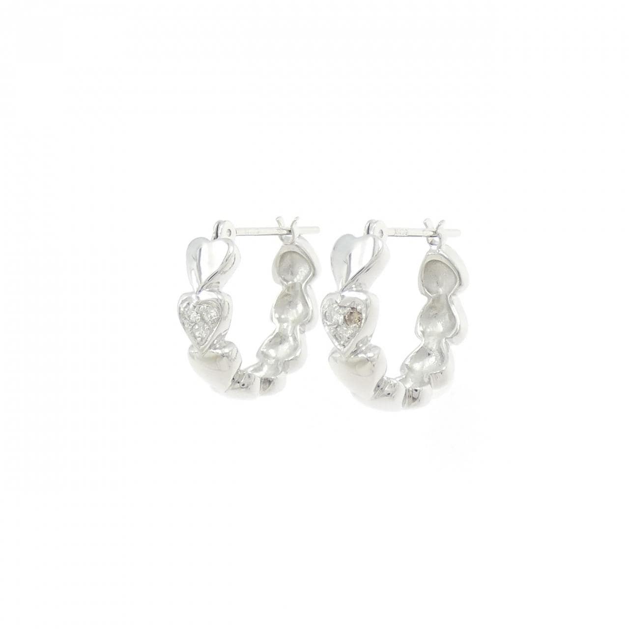 K14WG ハート ダイヤモンド ピアス 0.06CT