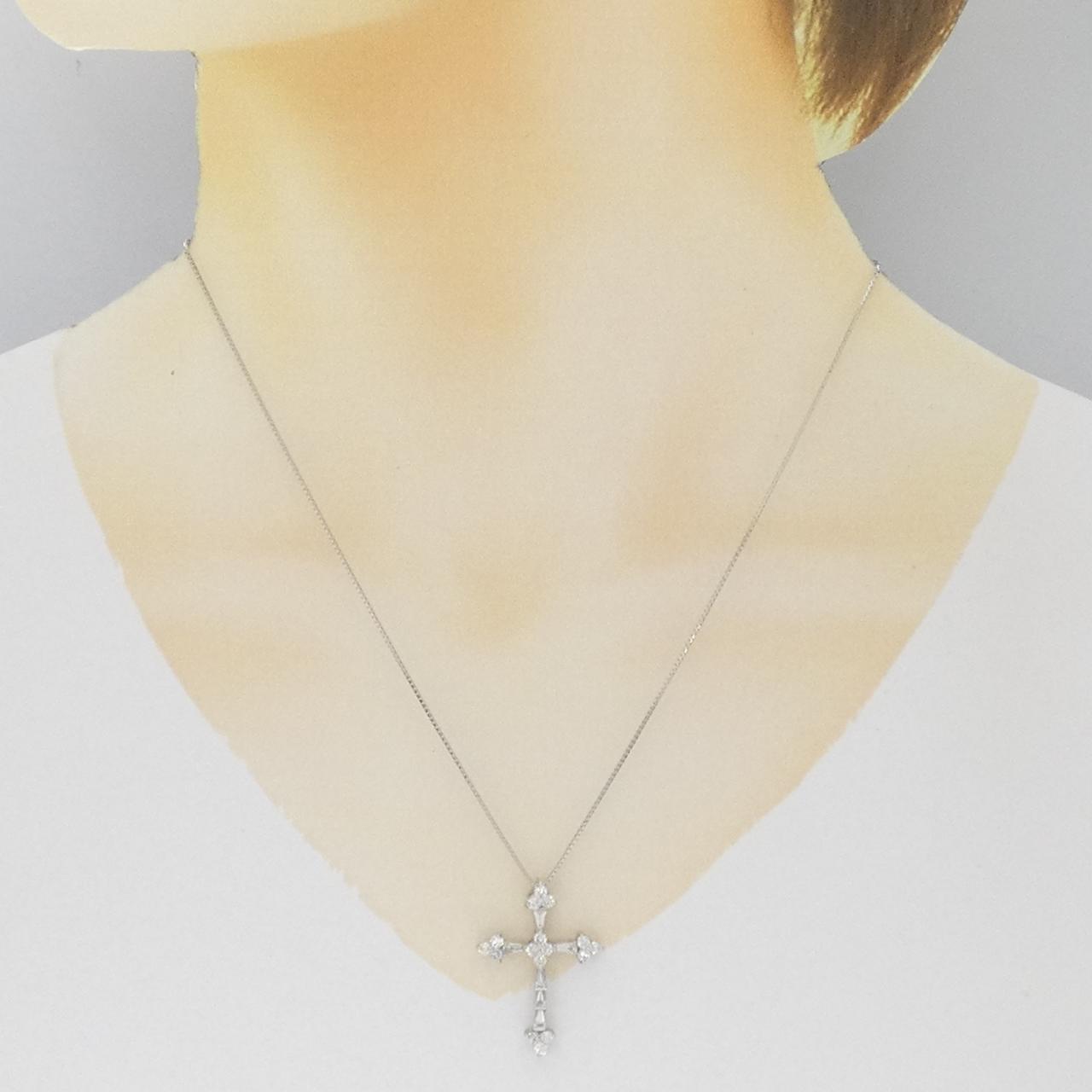 K18WG クロス ダイヤモンド ネックレス 1.00CT