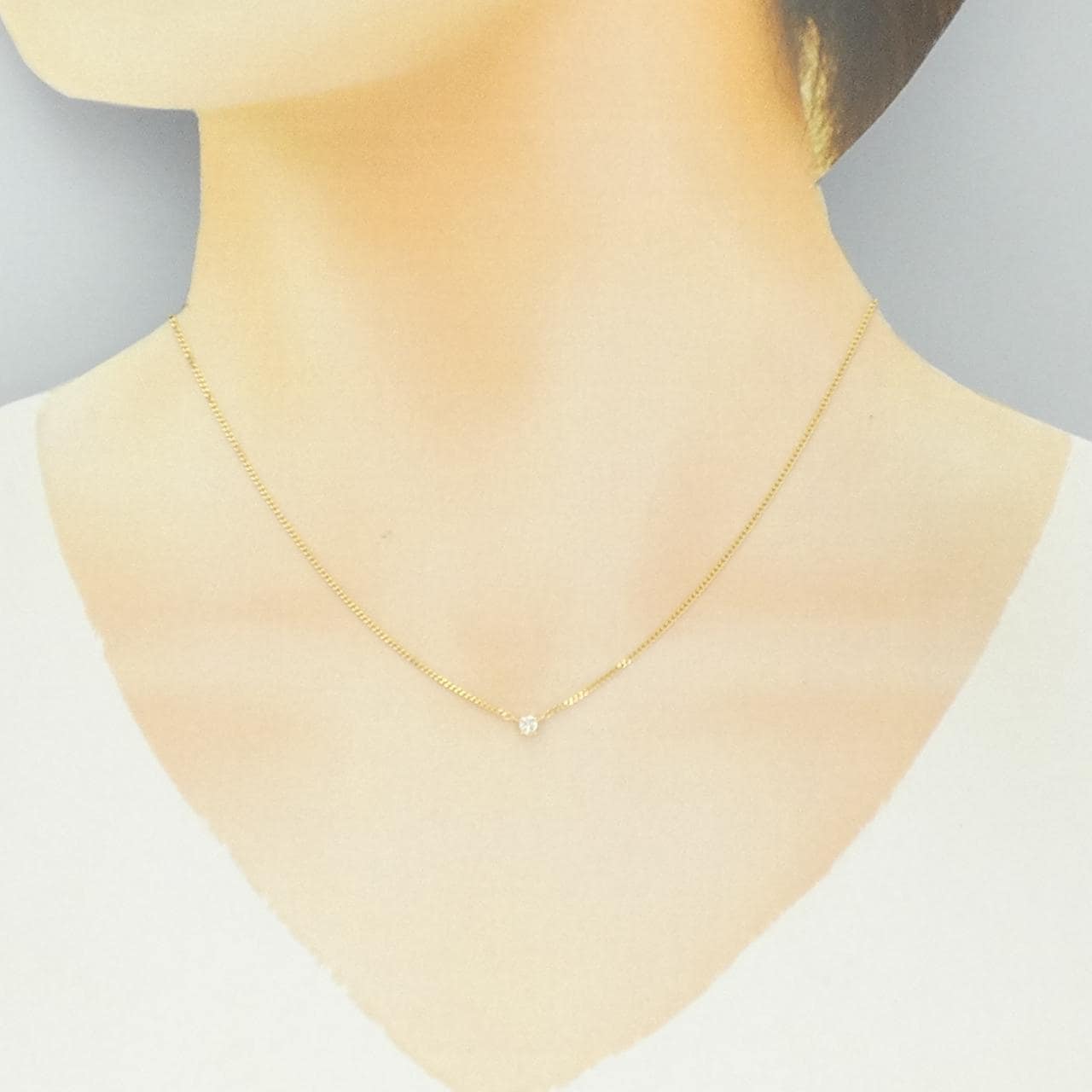 K18YG ソリティア ダイヤモンド ネックレス 0.08CT