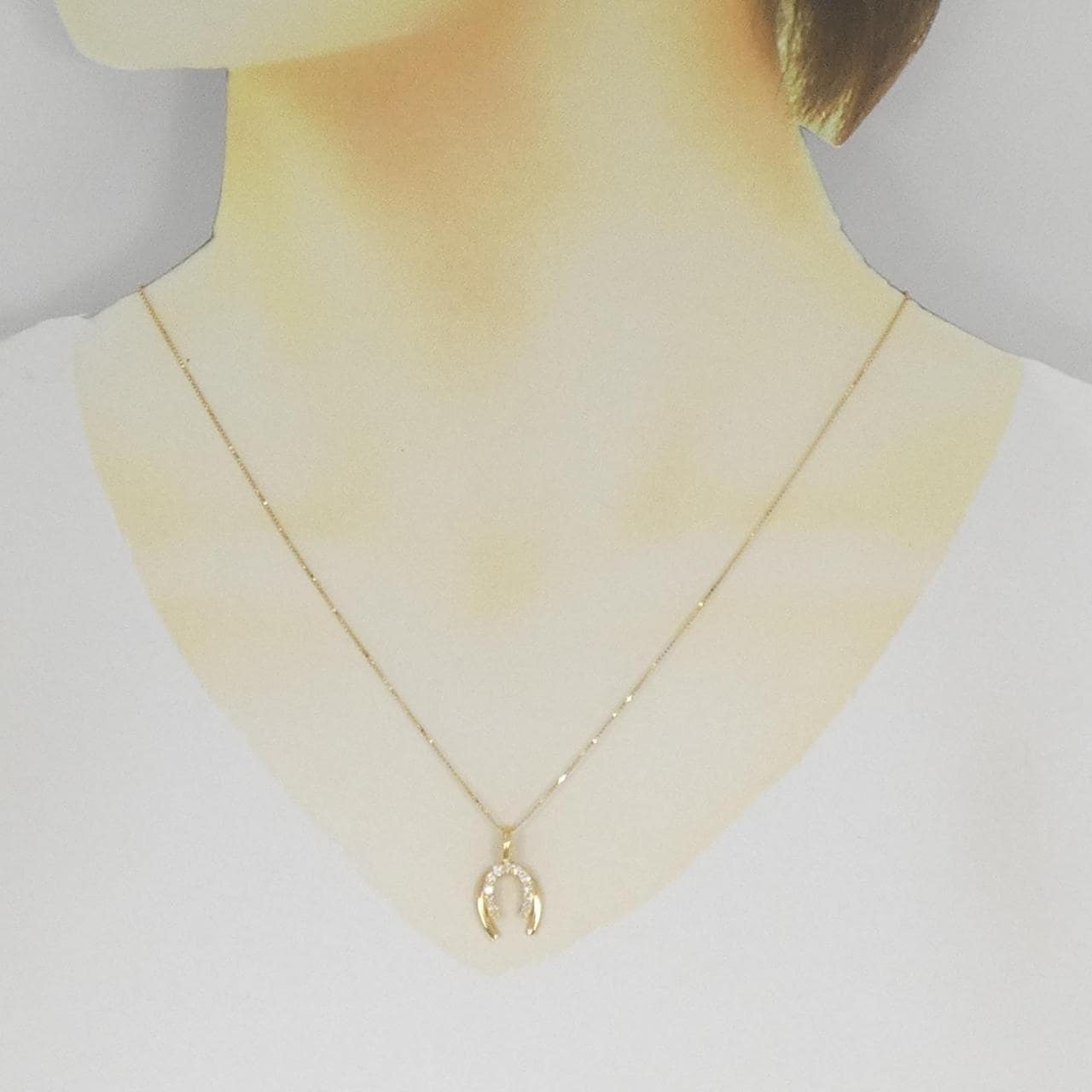 K18YG ホースシュー ダイヤモンド ネックレス 0.21CT