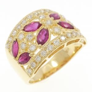 K18YG ルビー リング 1.30CT