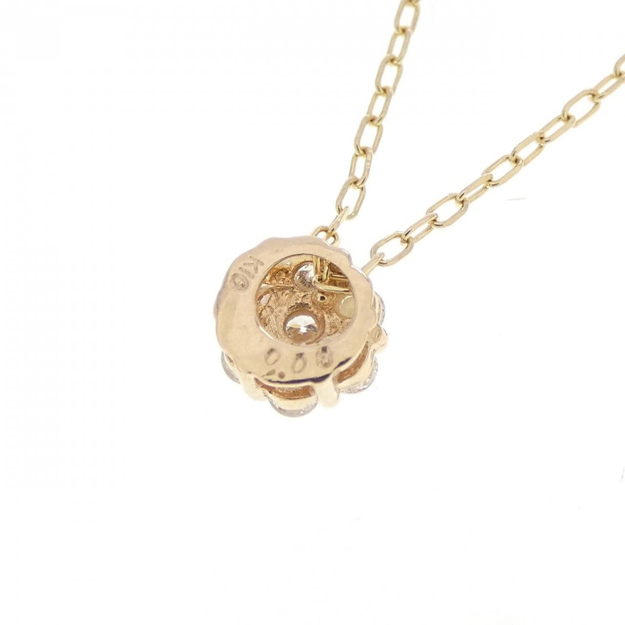 K10YG フラワー ダイヤモンド ネックレス 0.08CT