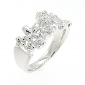 K18WG フラワー×バタフライ ダイヤモンド リング 0.20CT