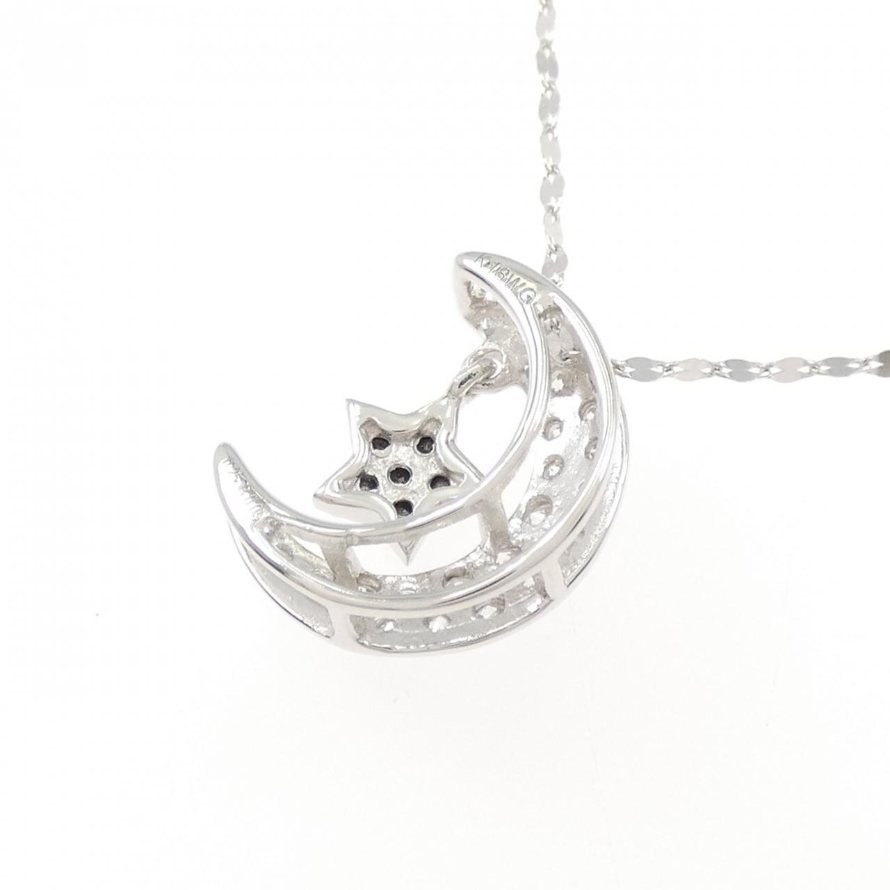 K18WG ムーン×スター ダイヤモンド ネックレス 0.25CT