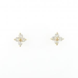 K18YG フラワー ダイヤモンド ピアス 0.20CT