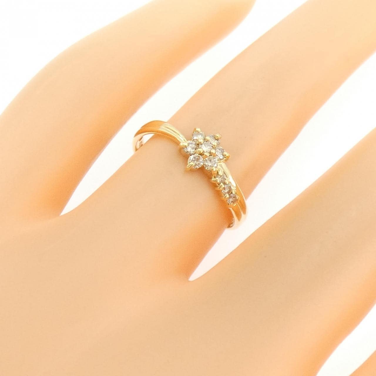 K18YG フラワー ダイヤモンド リング 0.20CT