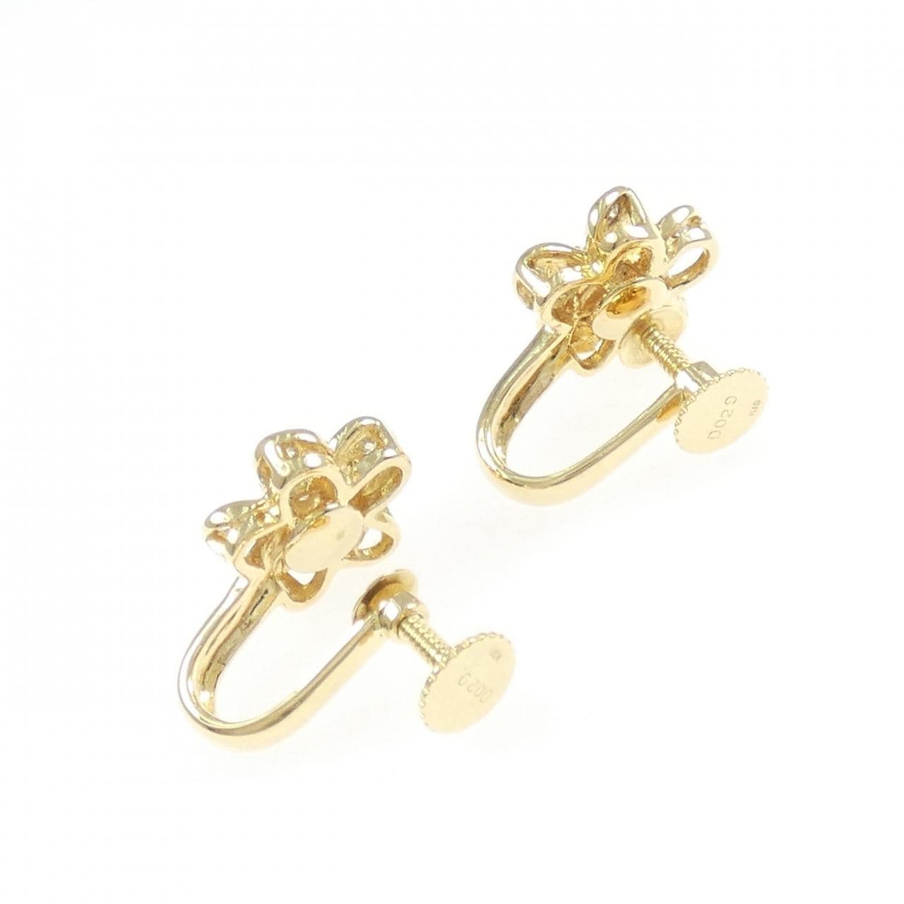 K18YG フラワー ダイヤモンド イヤリング 0.58CT