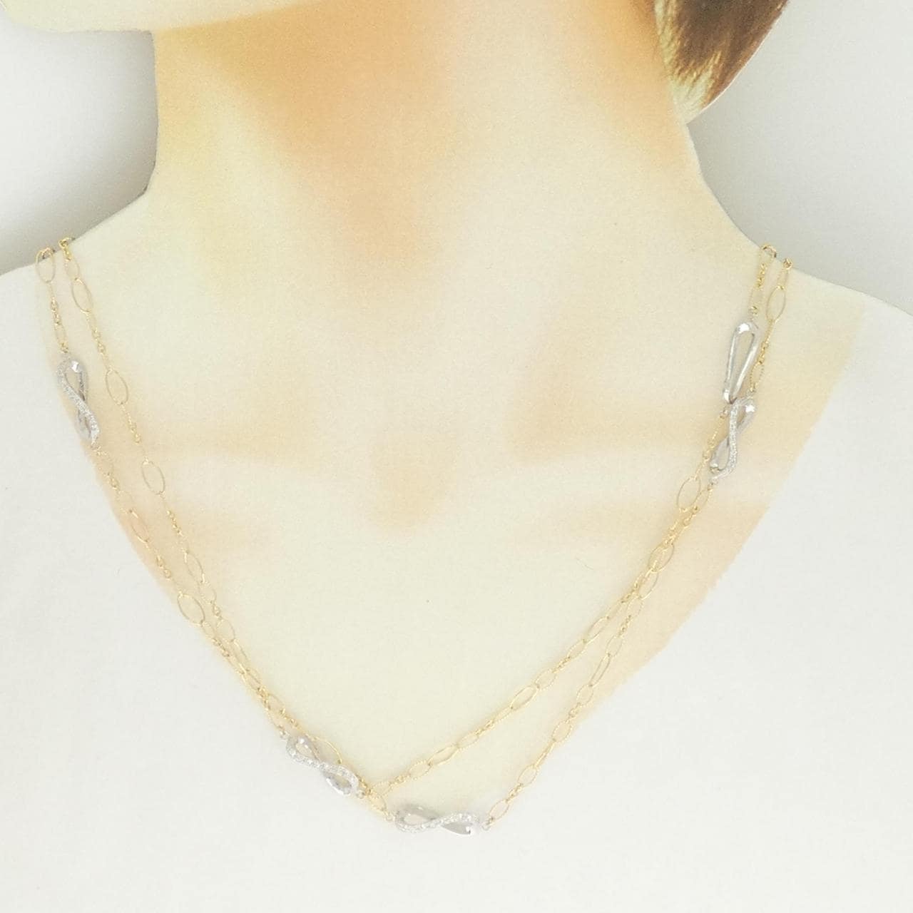 K18YG/K18WG ダイヤモンド ネックレス 0.87CT