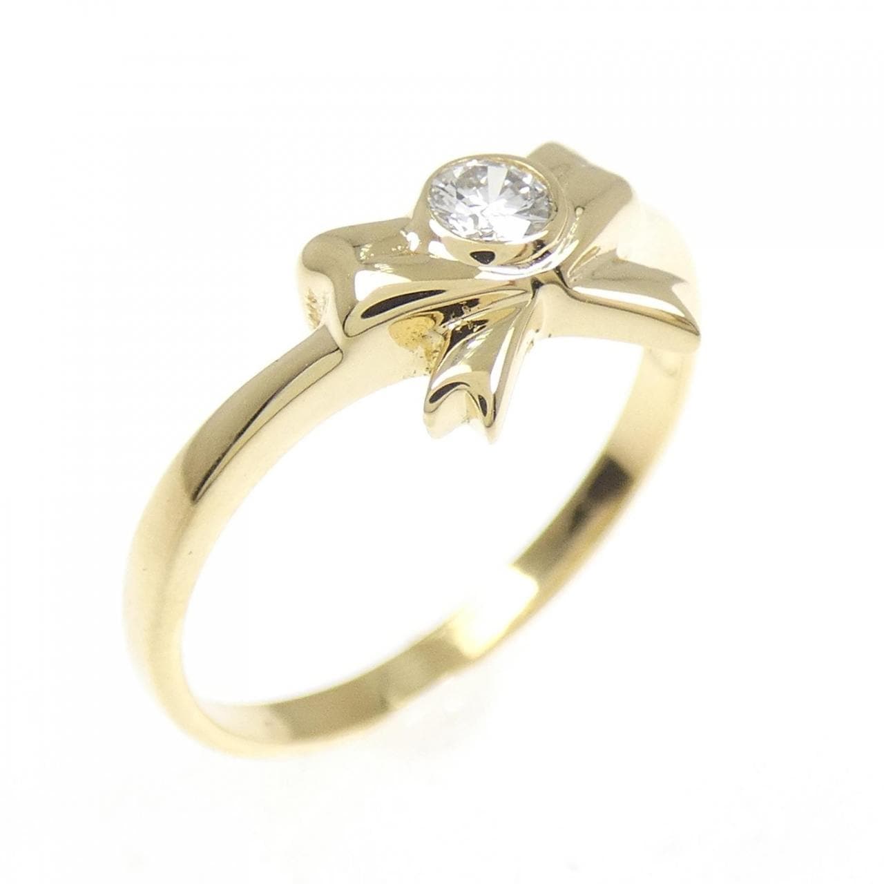 K18YG リボン ダイヤモンド リング 0.09CT