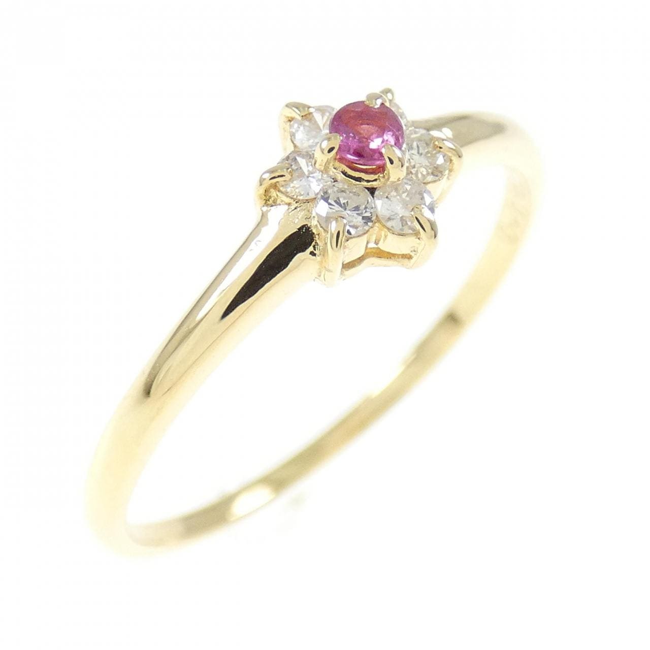 K18YG flower ruby ring