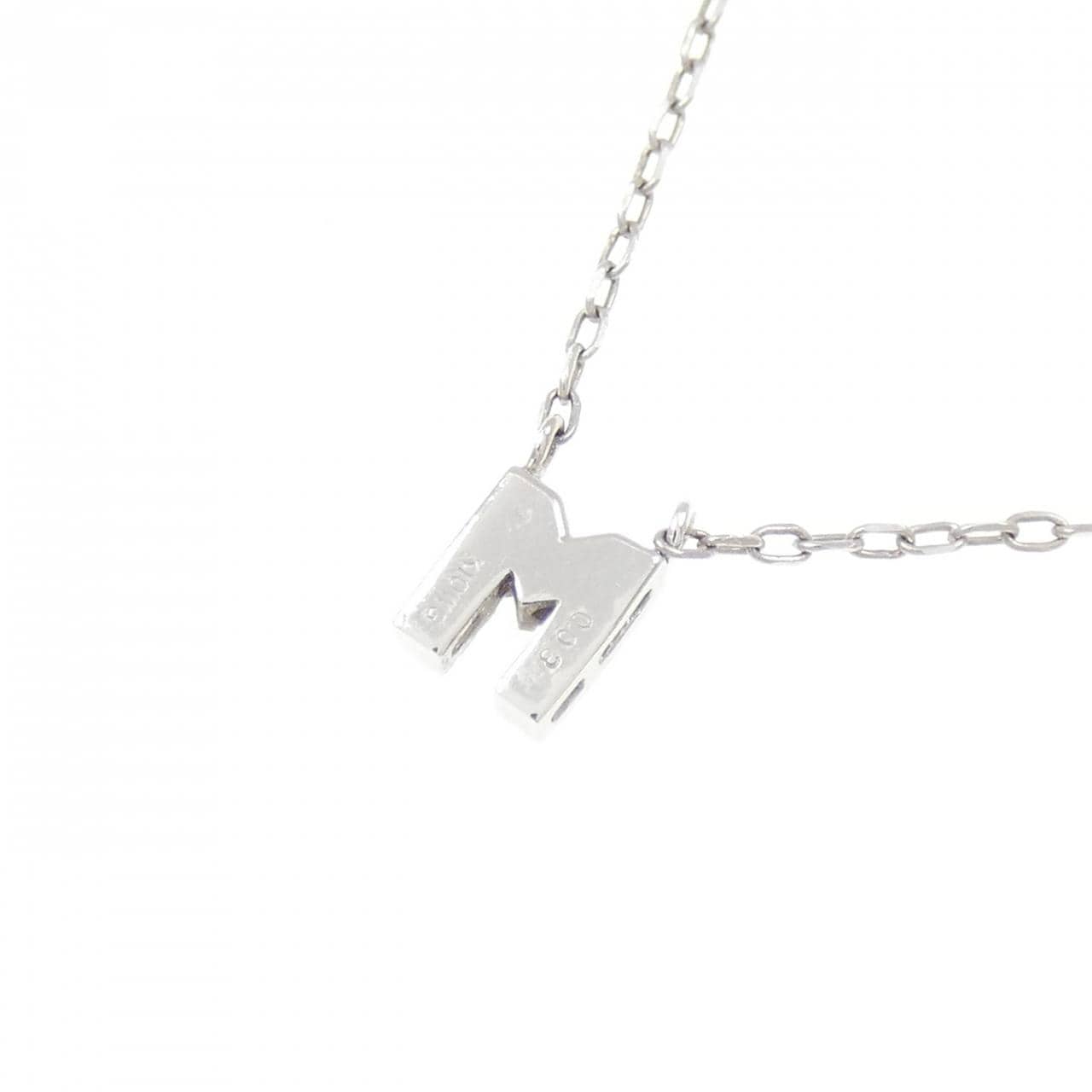K10WG イニシャルM ダイヤモンド ネックレス 0.03CT