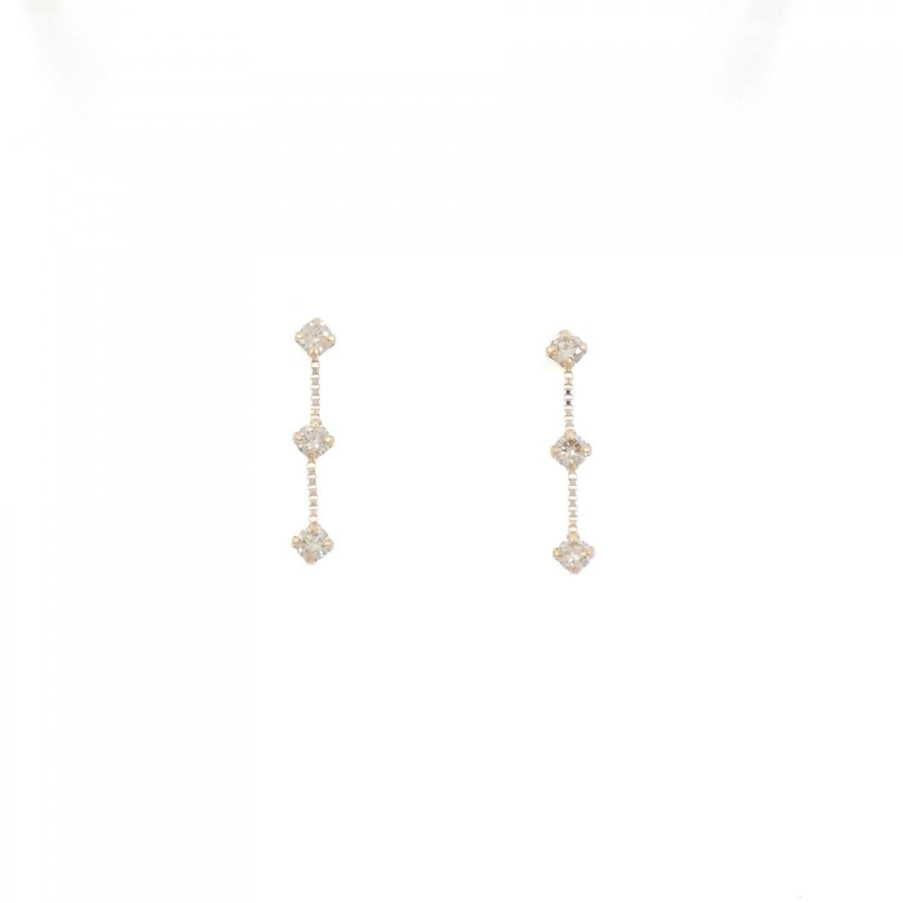 K18YG 三石钻石耳环 0.2 克拉