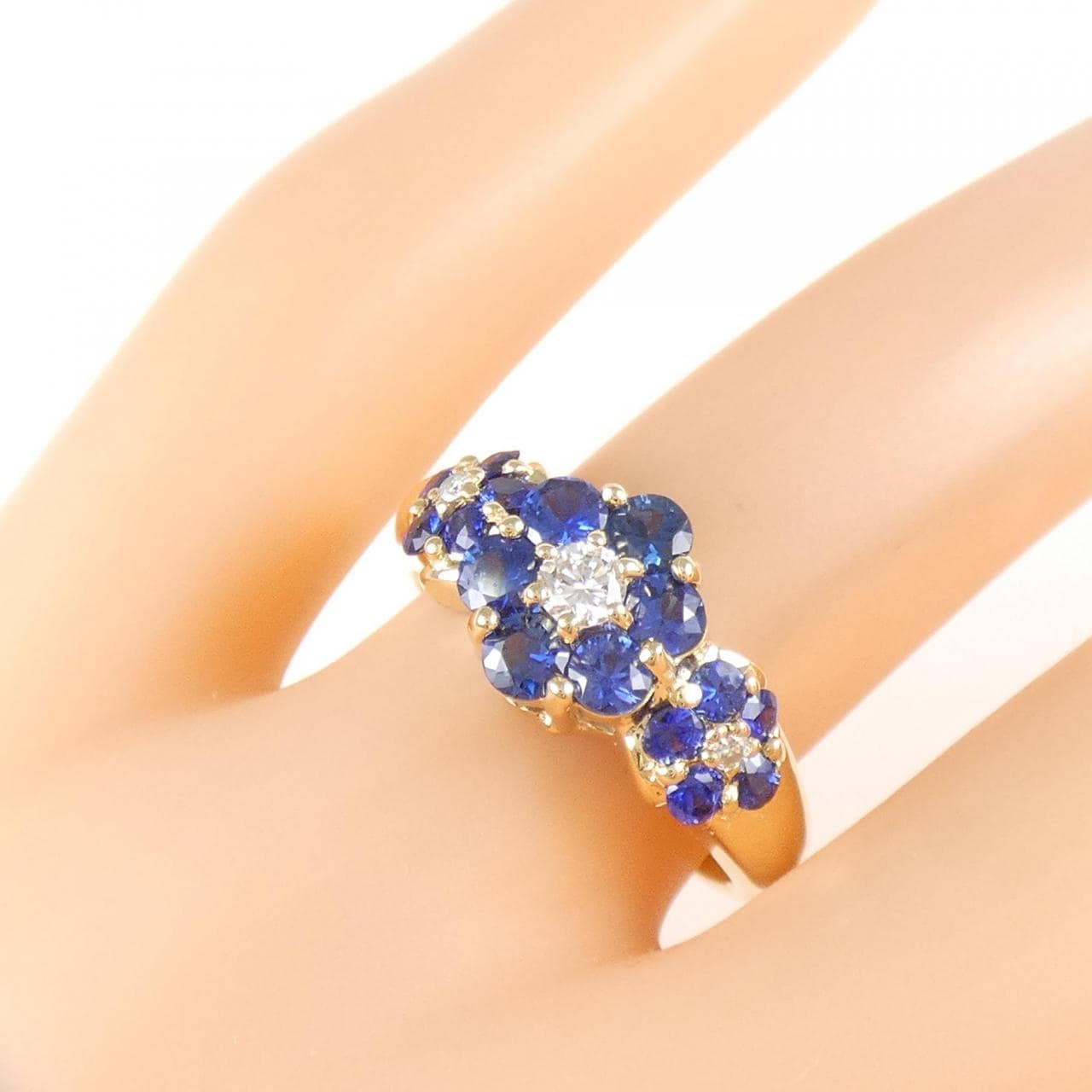 K18YG Flower Sapphire Ring 1.20CT