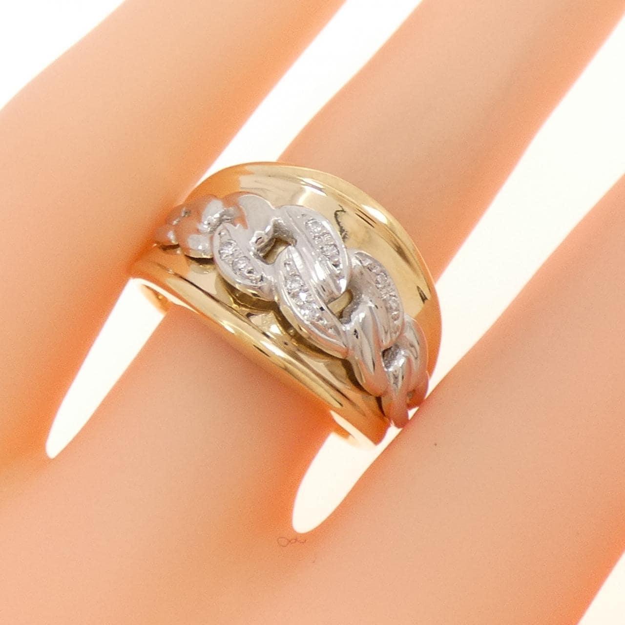 K18YG/PT ダイヤモンド リング 0.04CT
