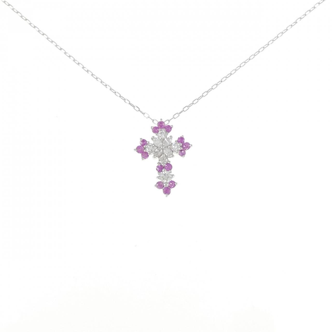 K18WG クロス サファイヤ ネックレス 0.30CT