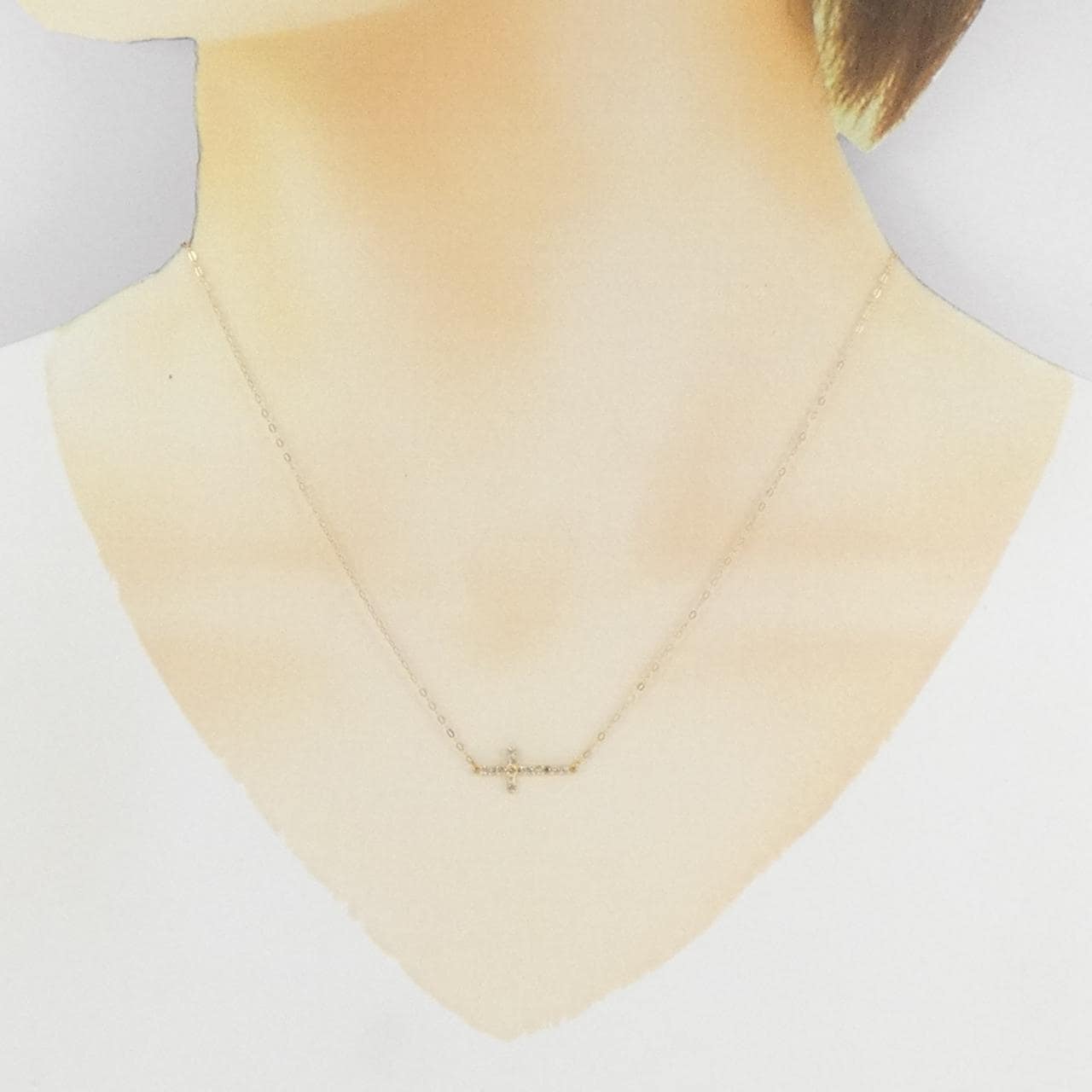 K18YG クロス ダイヤモンド ネックレス 0.11CT