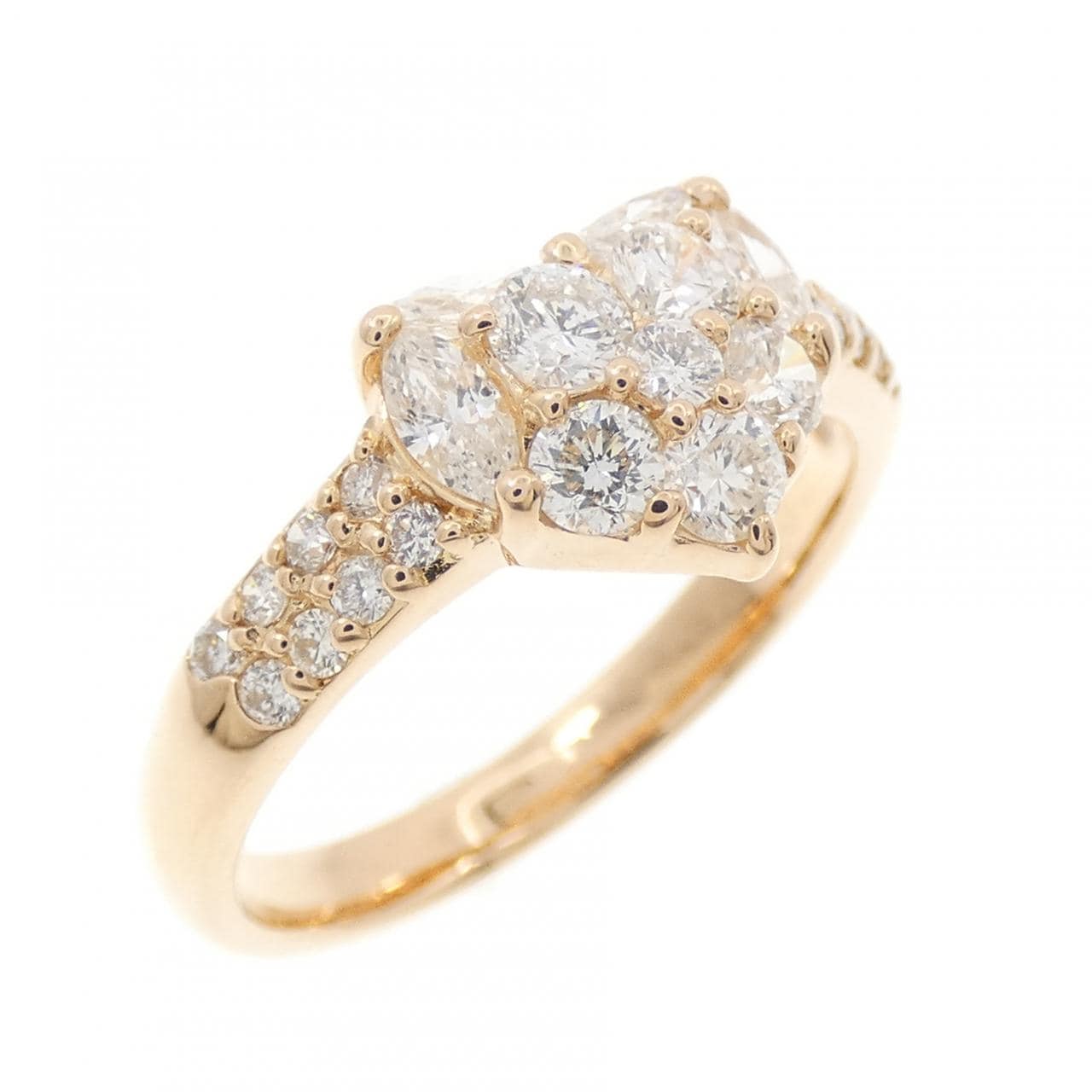 K18PG ハート ダイヤモンド リング 0.82CT