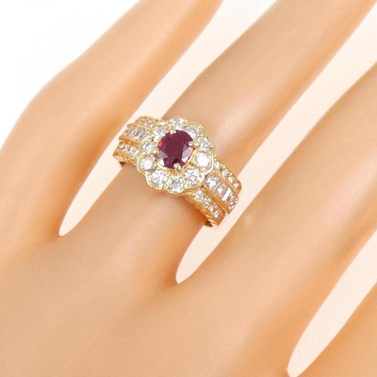K18YG ルビー リング 0.49CT