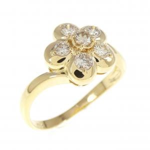 K18YG フラワー ダイヤモンド リング 0.30CT