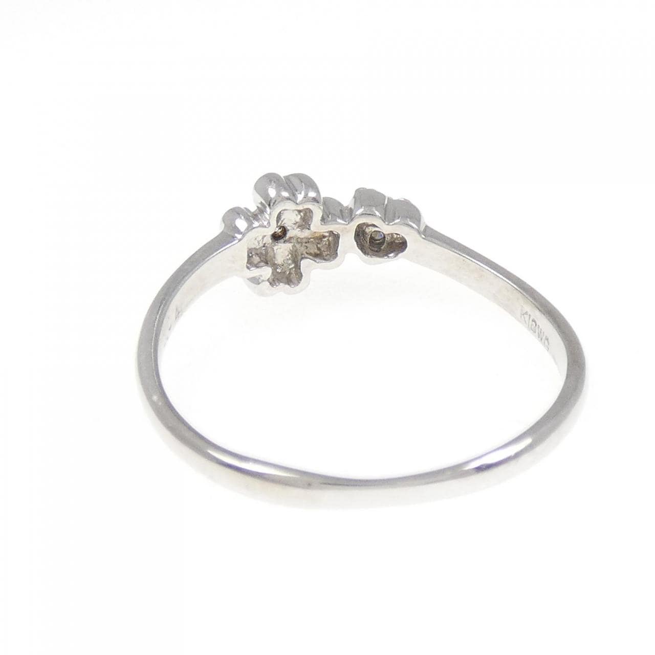 K18WG ハート×クローバー ダイヤモンド リング 0.04CT
