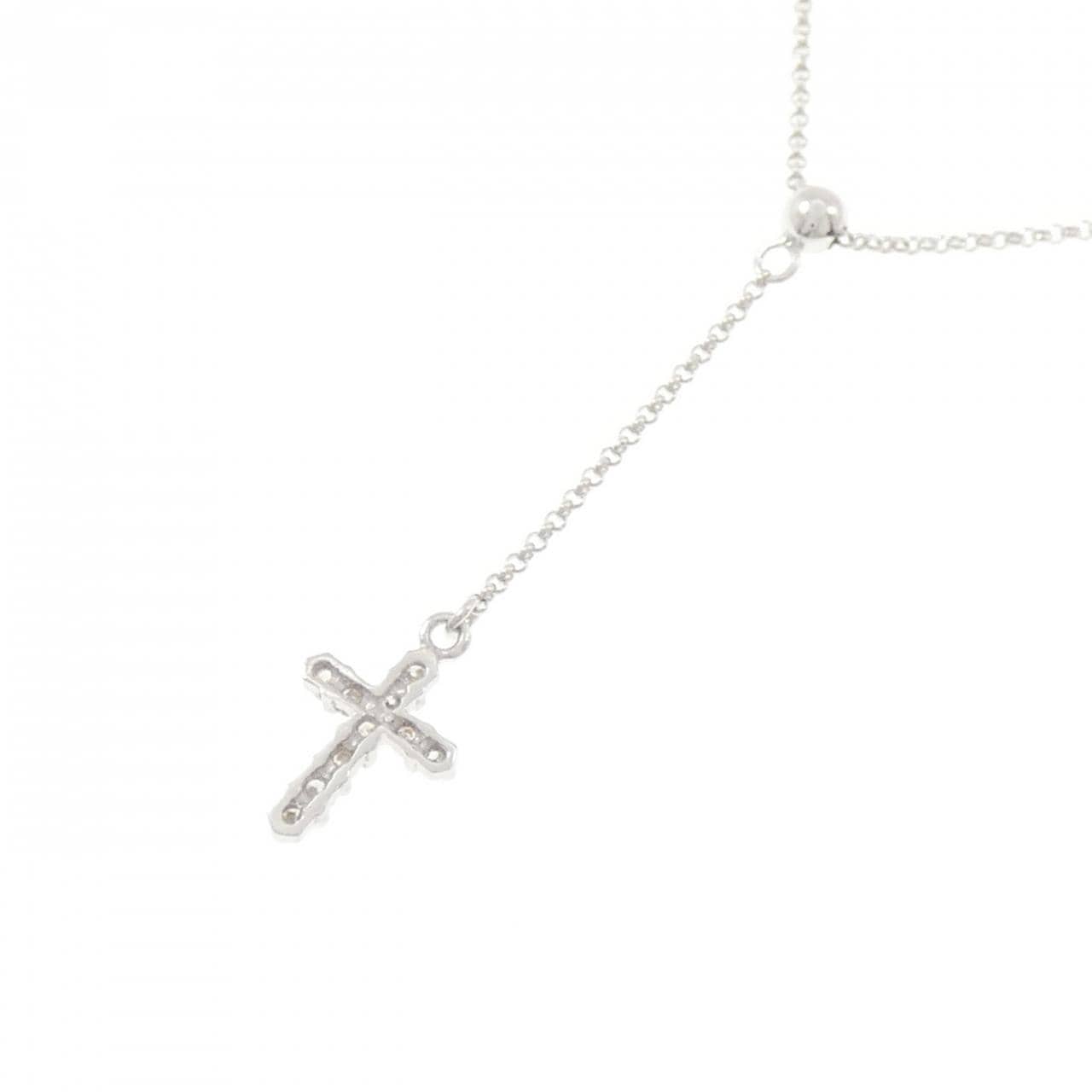 K18WG クロス ダイヤモンド ネックレス 0.1CT