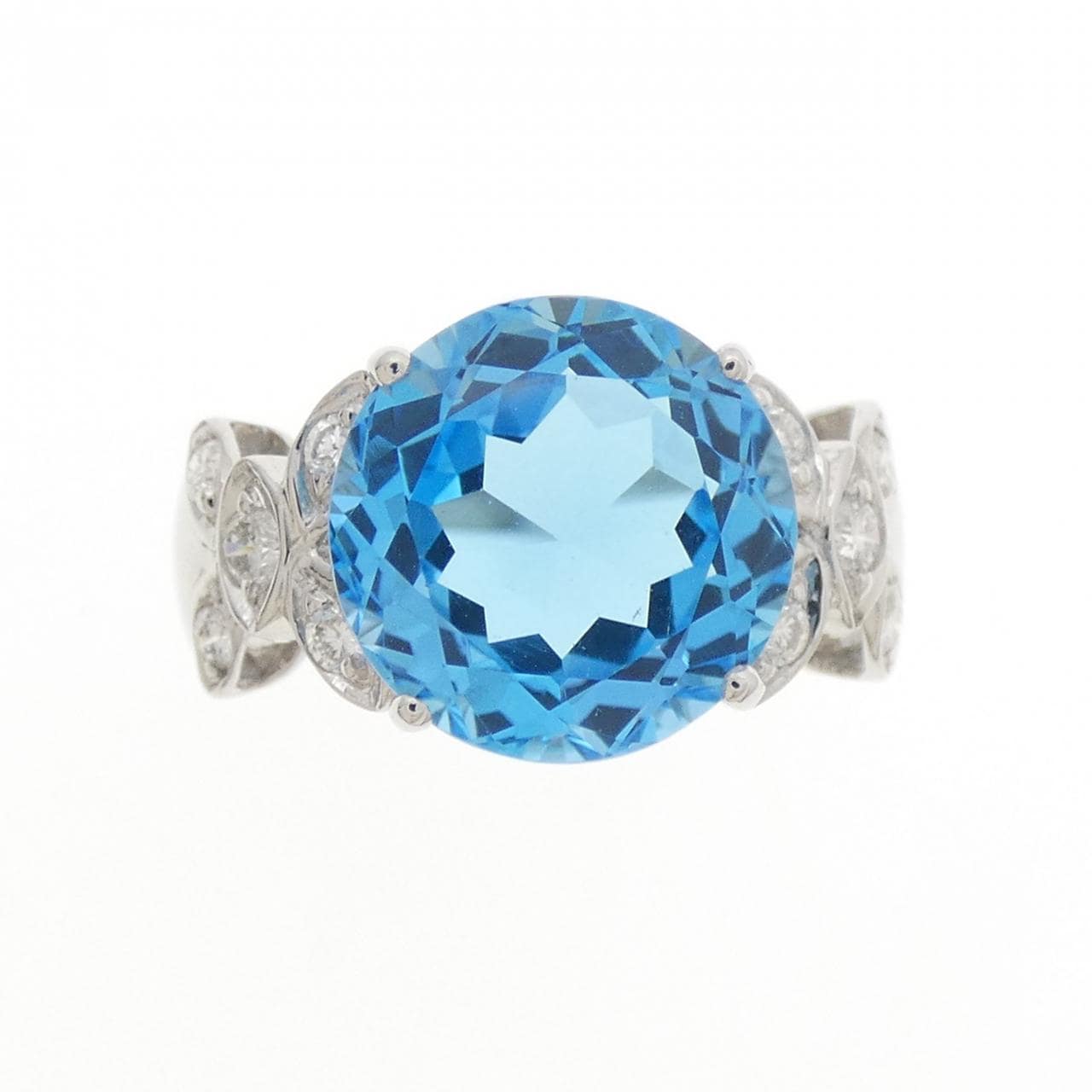 K18WG ブルートパーズ リング 6.59CT