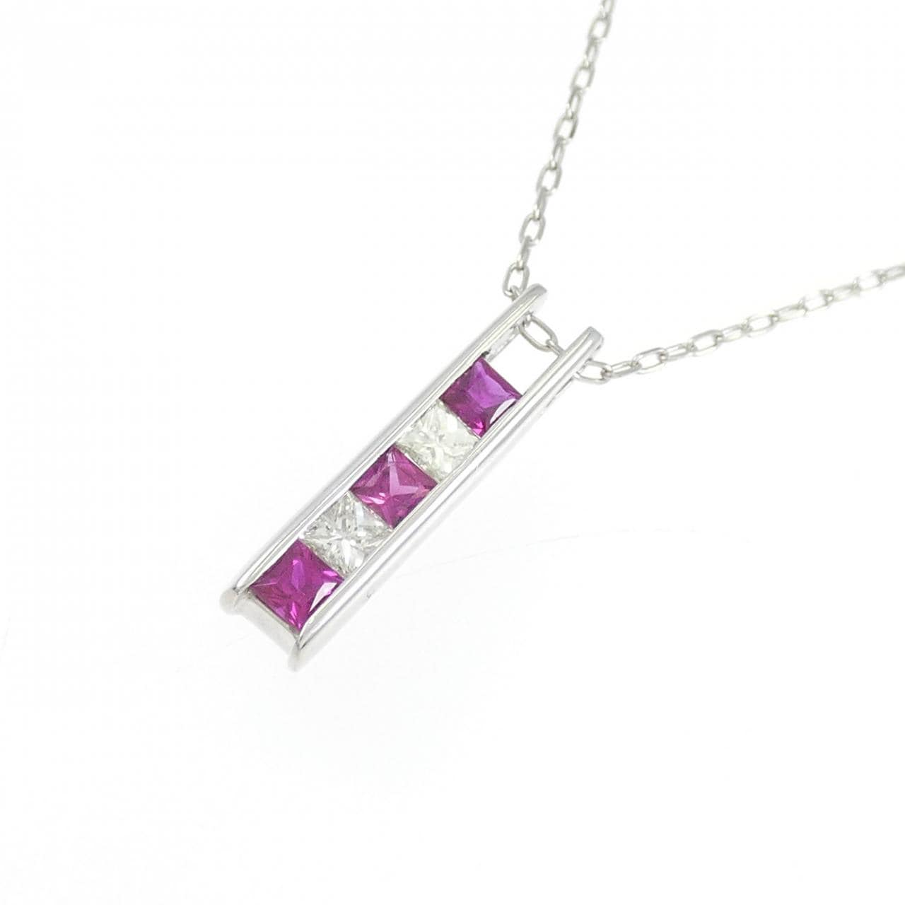 PT900/PT850 ルビー ネックレス 0.35CT