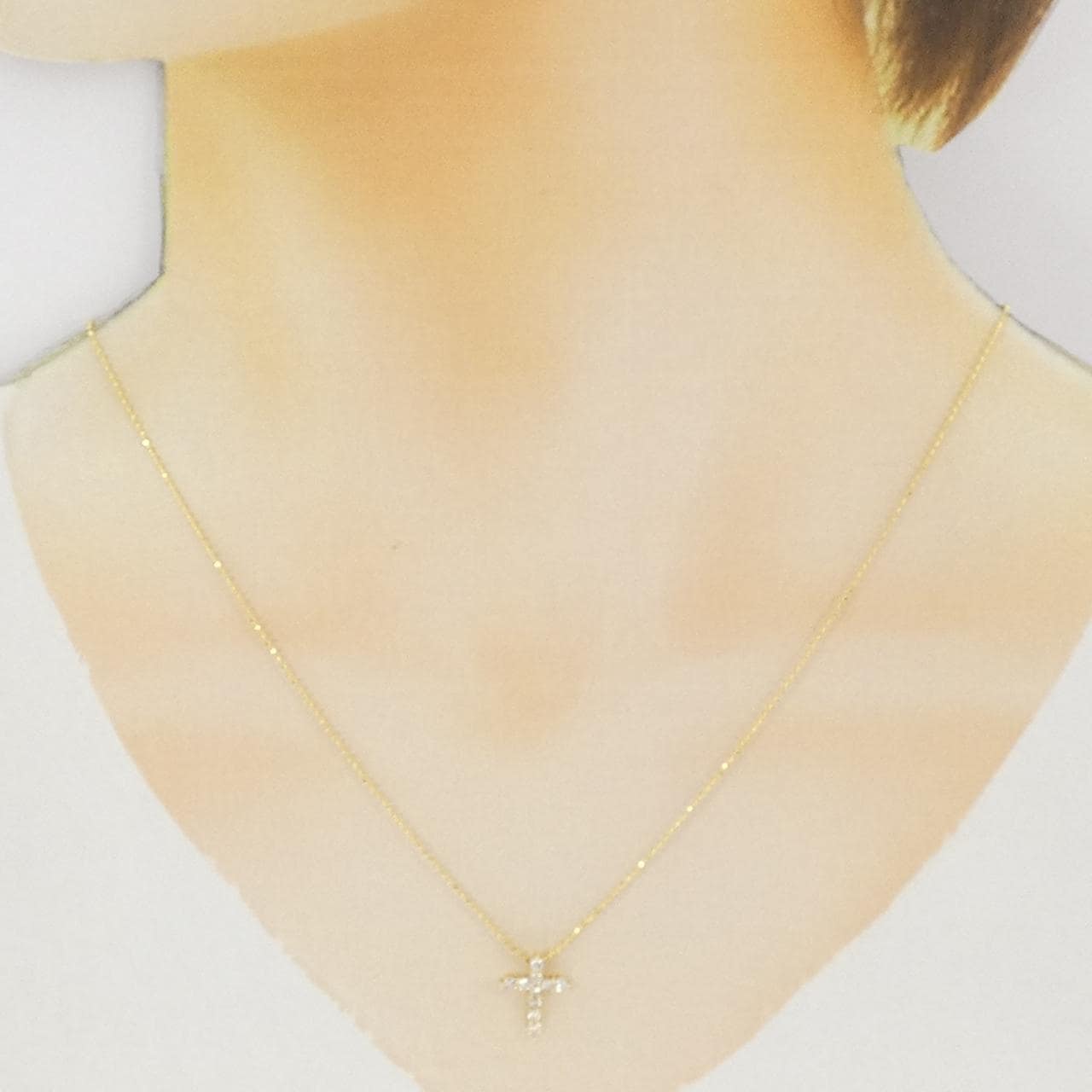 K18YG クロス ダイヤモンド ネックレス 0.30CT