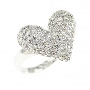 K18WG ハート パヴェ ダイヤモンド リング 0.75CT