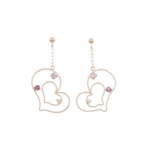 K10PG ハート ガーネット ピアス