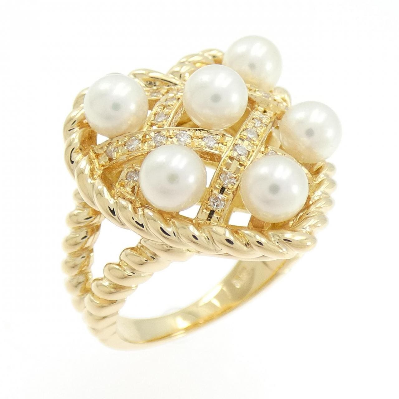 K18YG ハート アコヤパール リング