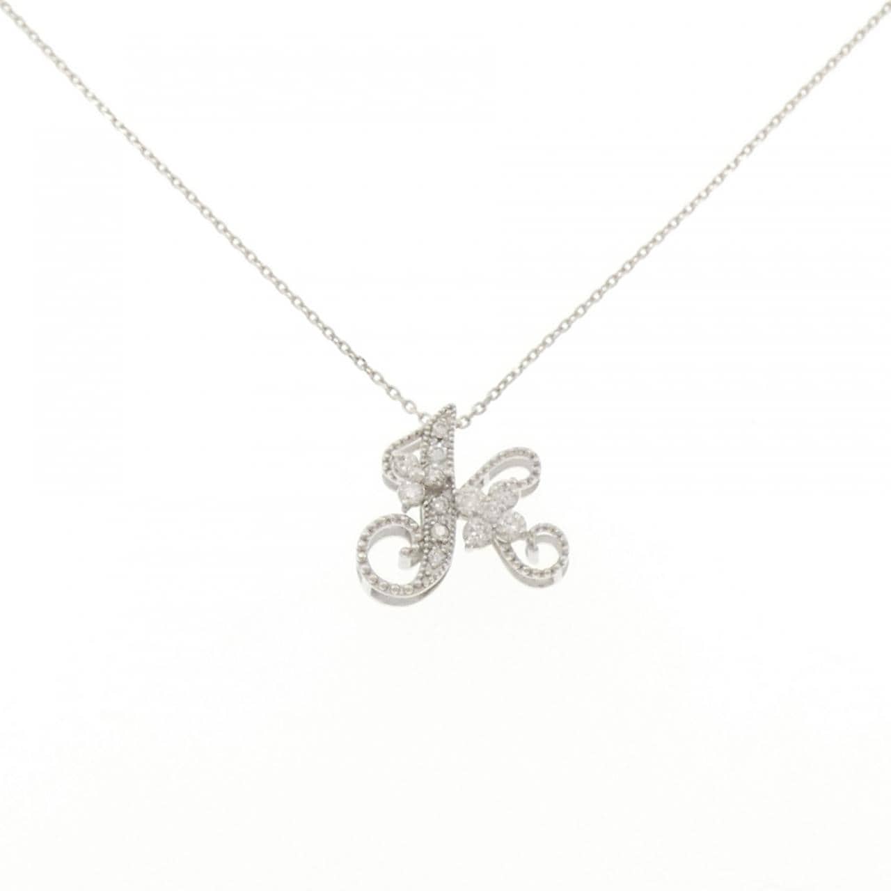 K18WG イニシャルK ダイヤモンド ネックレス 0.18CT