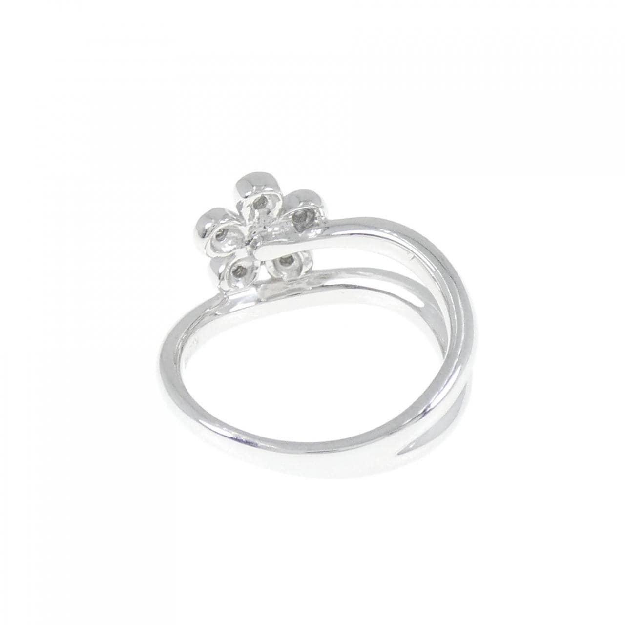 K18WG フラワー ダイヤモンド ピンキー リング 0.05CT