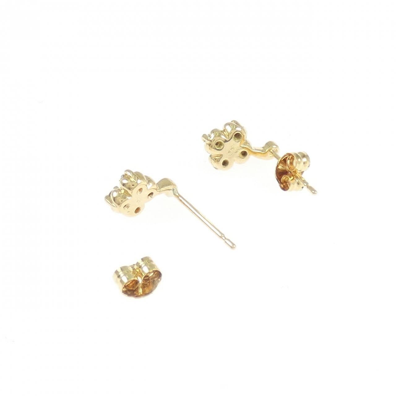 K18YG フラワー ダイヤモンド ピアス