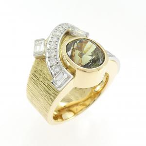 K18YG/PT900 クリソベリル リング 4.34CT