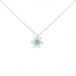 PT900/PT850 フラワー パライバトルマリン ネックレス 0.16CT