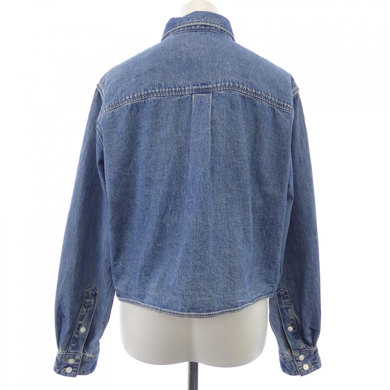 セリーヌ CELINE ユニオンオーシャンウォッシュデニム クロップドシャツ トリオンフ 2T187459N シャツ