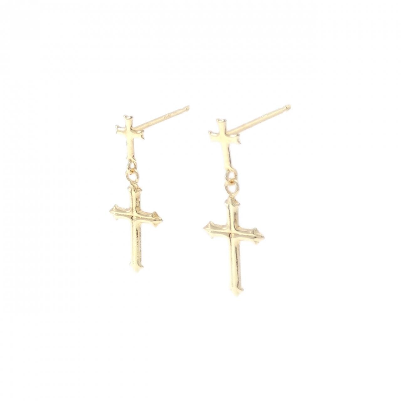[BRAND NEW] K18YG cross earrings