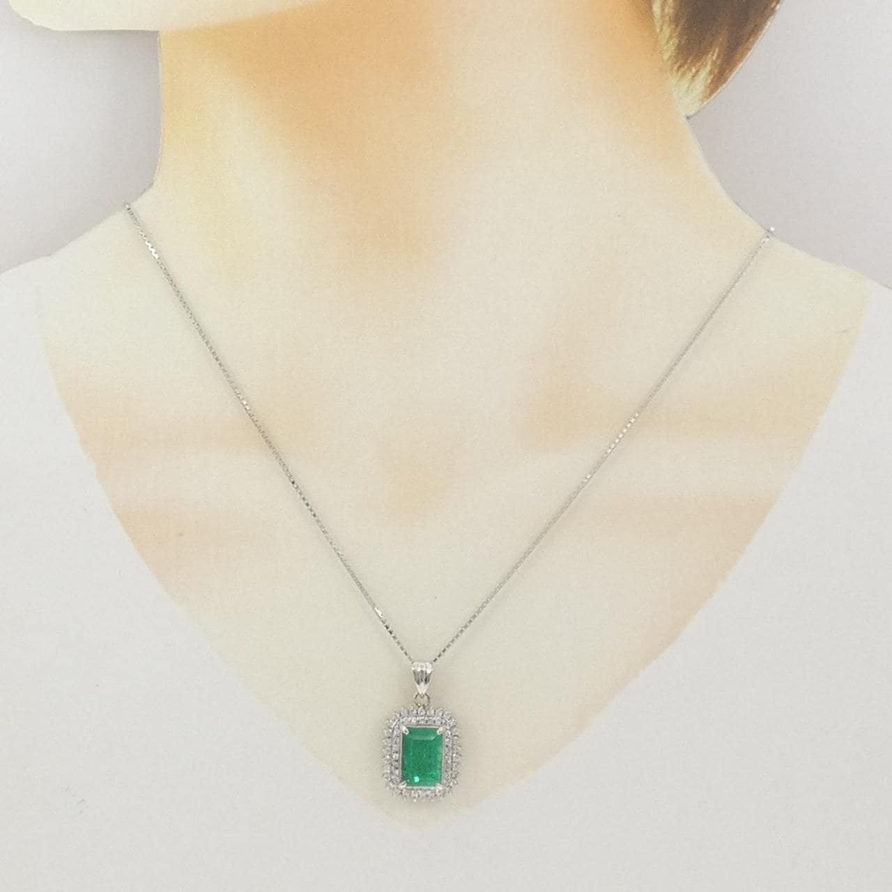 PT900/PT850 エメラルド ネックレス 4.24CT コロンビア産