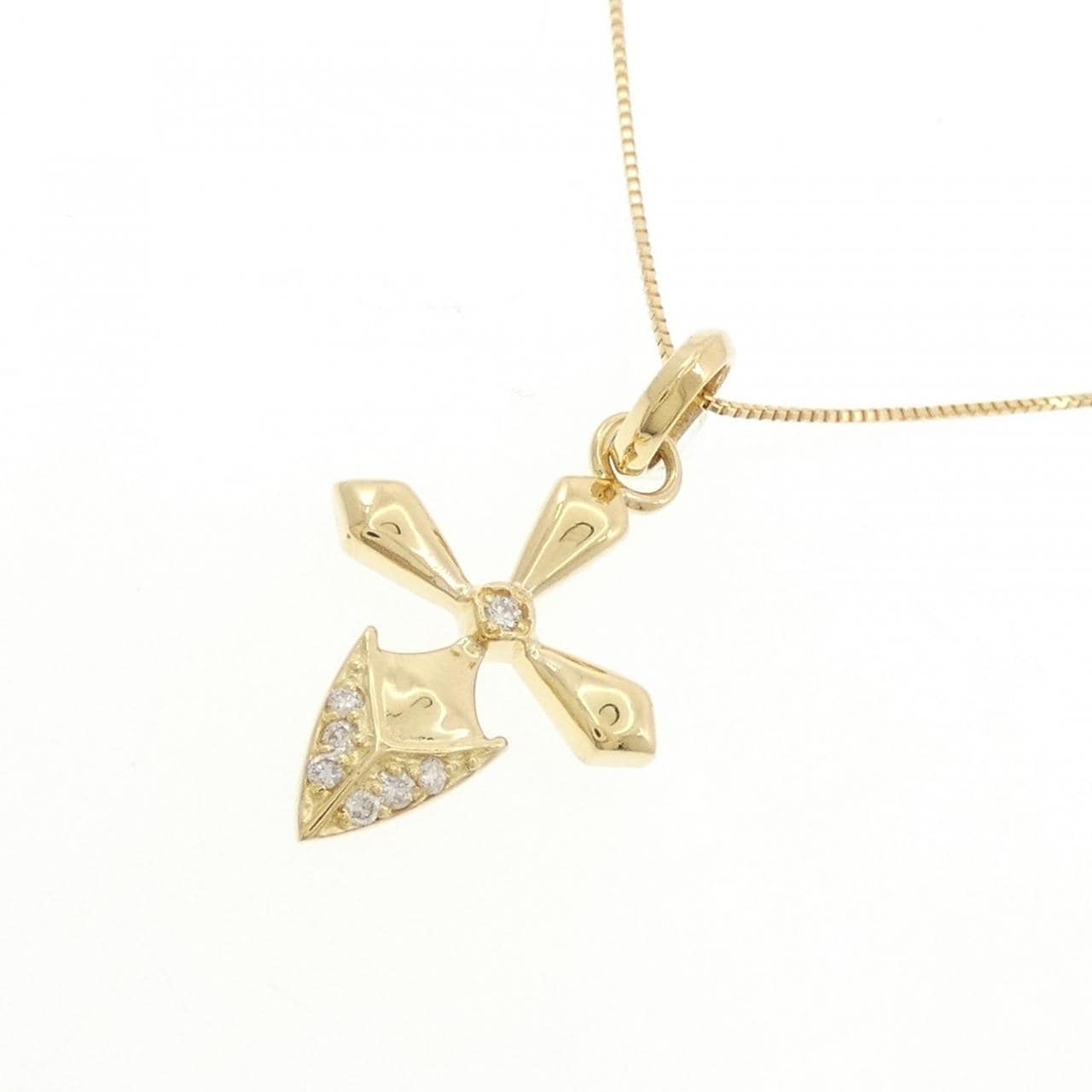 K18YG クロス ダイヤモンド ネックレス 0.05CT