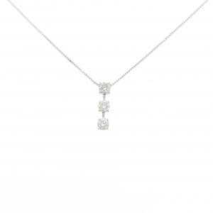 K18WG スリーストーン ダイヤモンド ネックレス 0.60CT