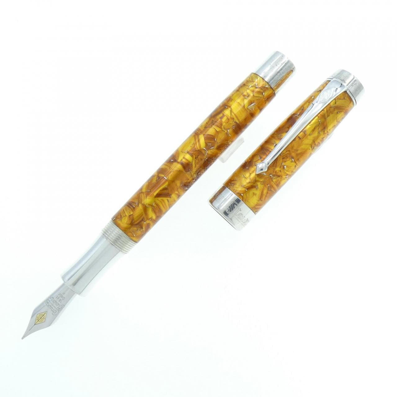 Conway Stewart Silver Duro Amber Fountain Pen