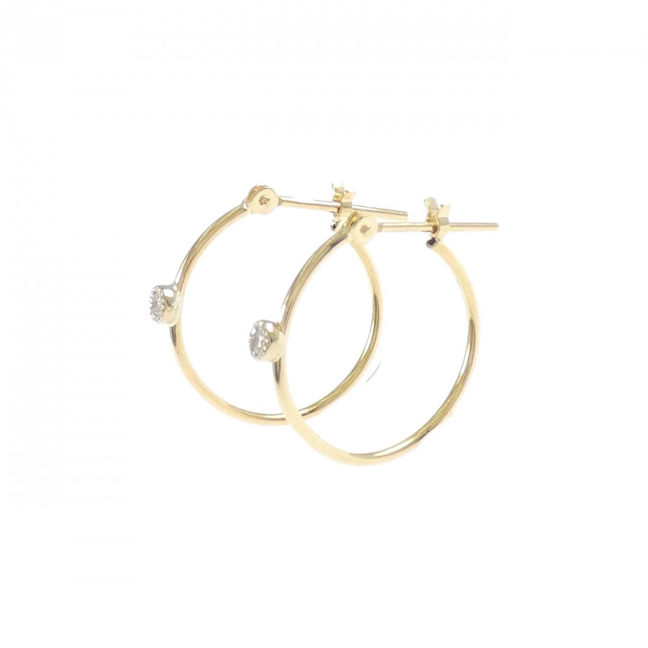 K18YG/K18WG ダイヤモンド フープ ピアス 0.04CT