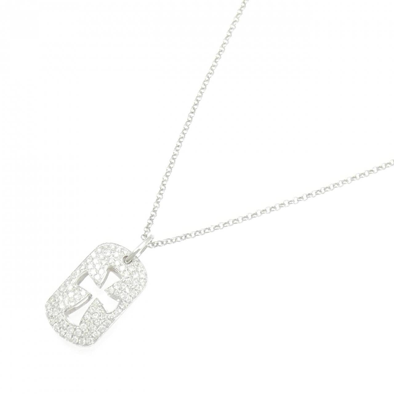 K18WG クロス ダイヤモンド ネックレス 1.12CT