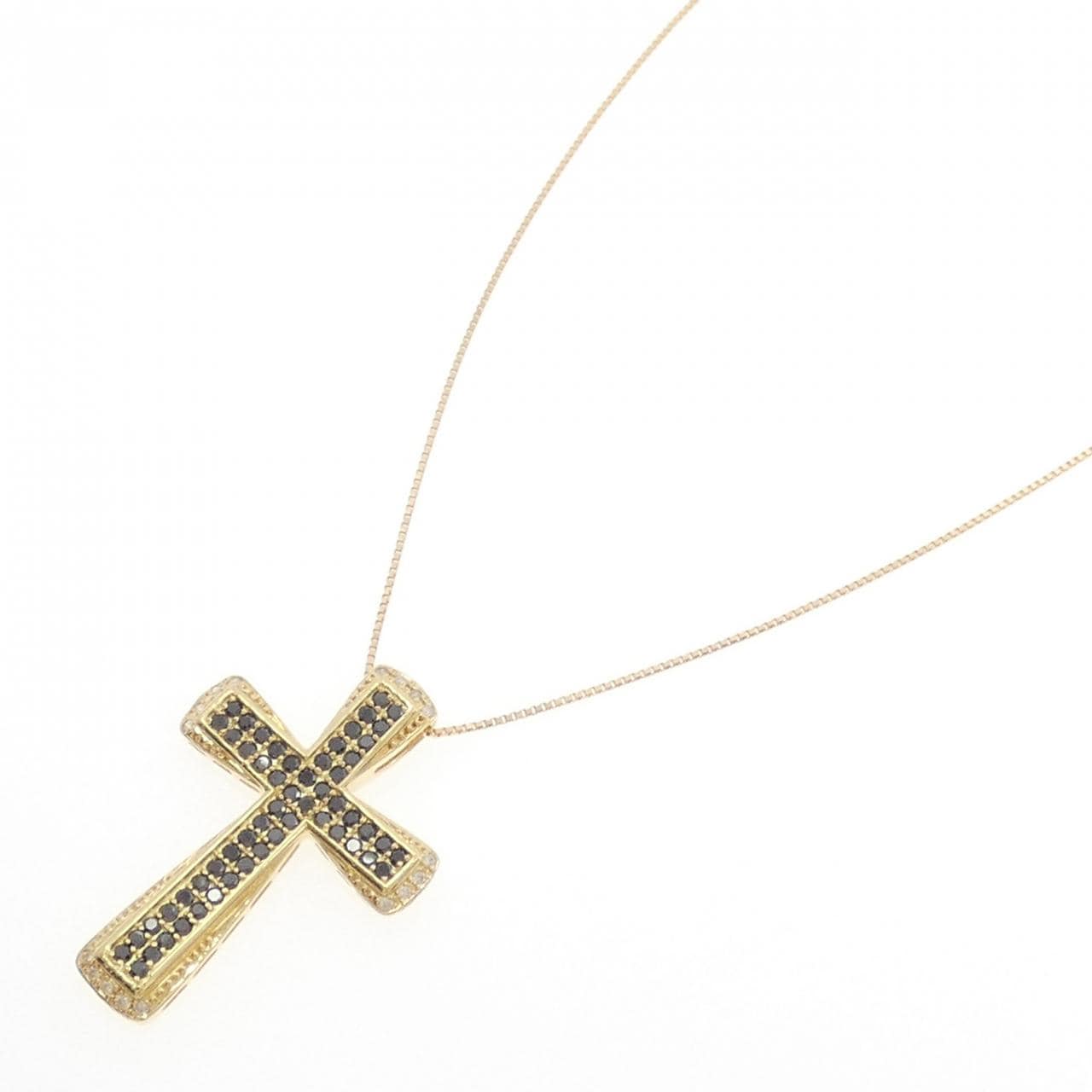 K18YG クロス ダイヤモンド ネックレス 1.04CT