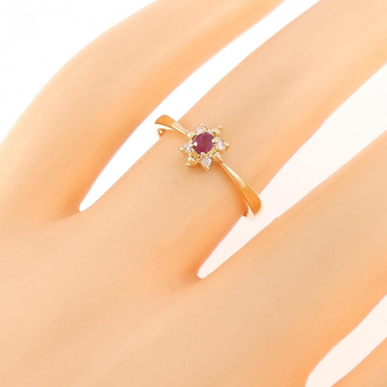 K18YG ルビー リング 0.10CT