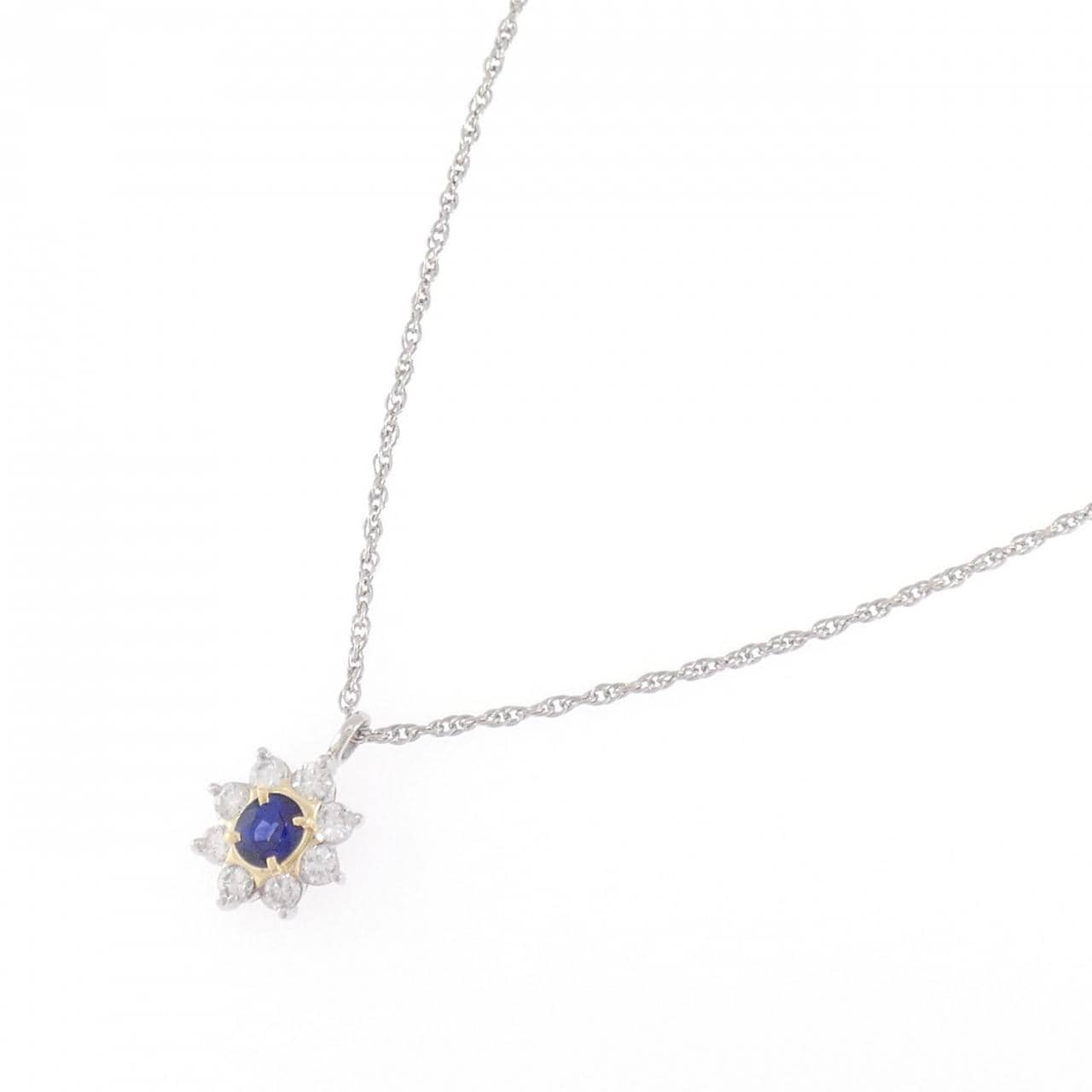 PT900/K18YG/PT850 サファイヤ ネックレス 0.64CT