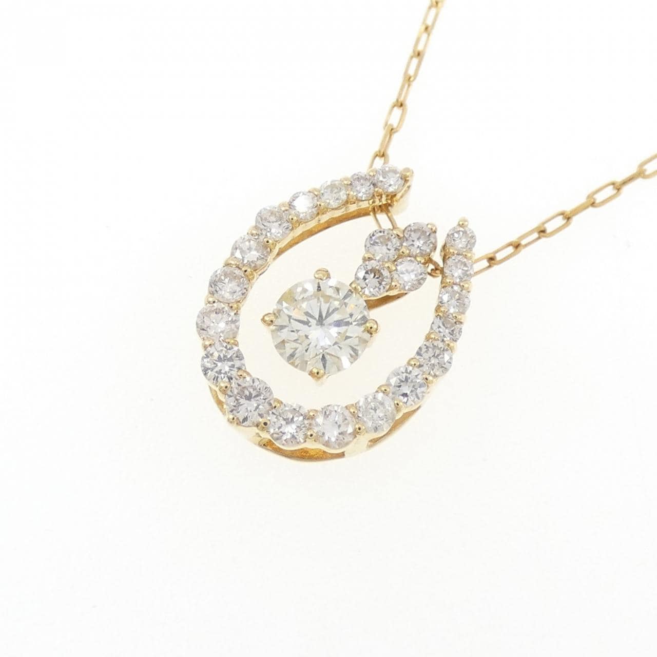 K18YG ホースシュー ダイヤモンド ネックレス 0.25CT